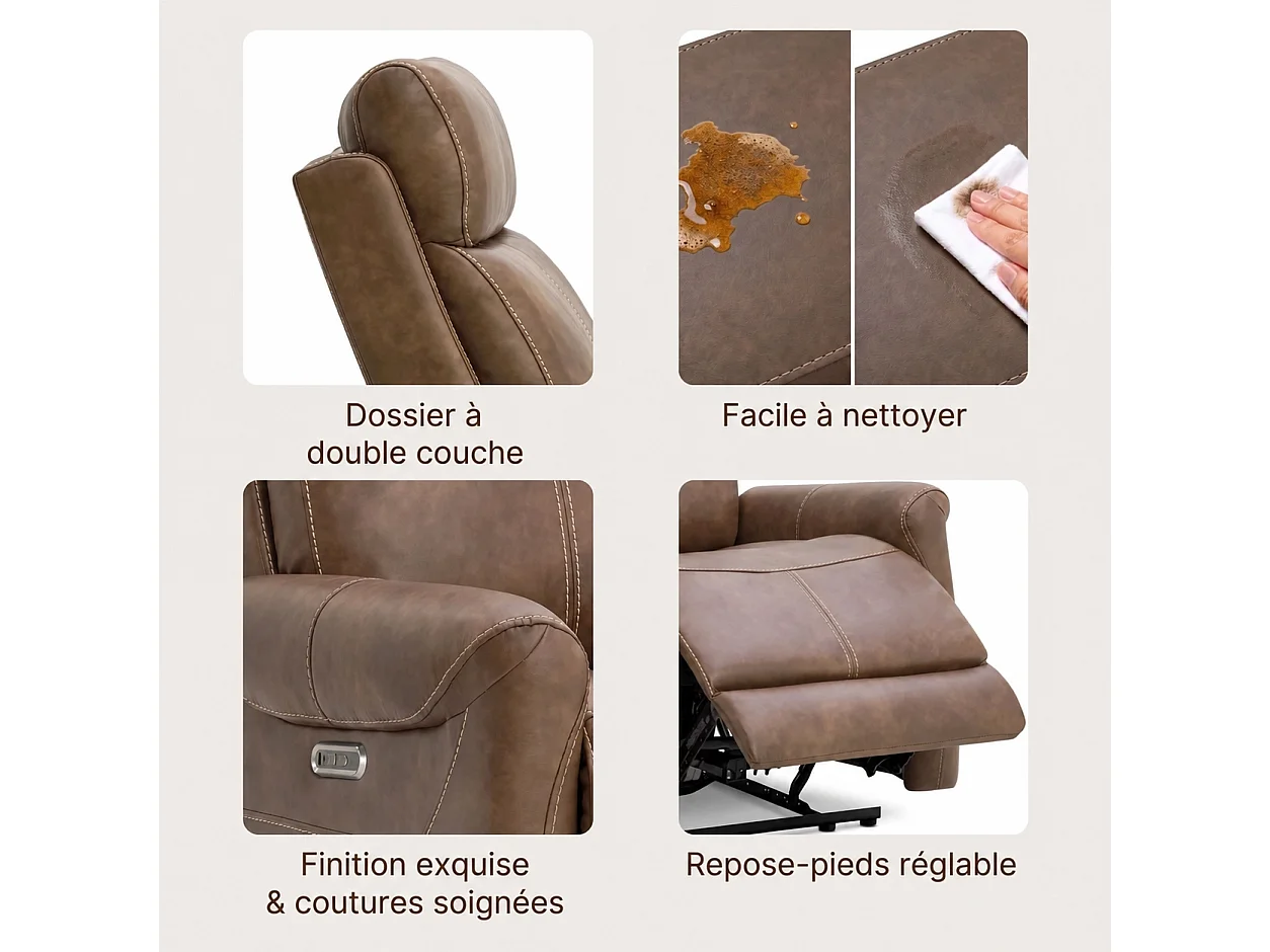 Fauteuil relax électrique fauteuil  inclinable en simili-Noir