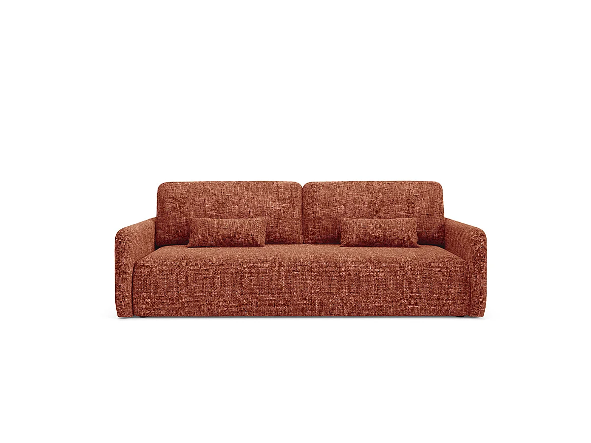 Canapé convertible 3 places avec coffre Lazare Terracotta