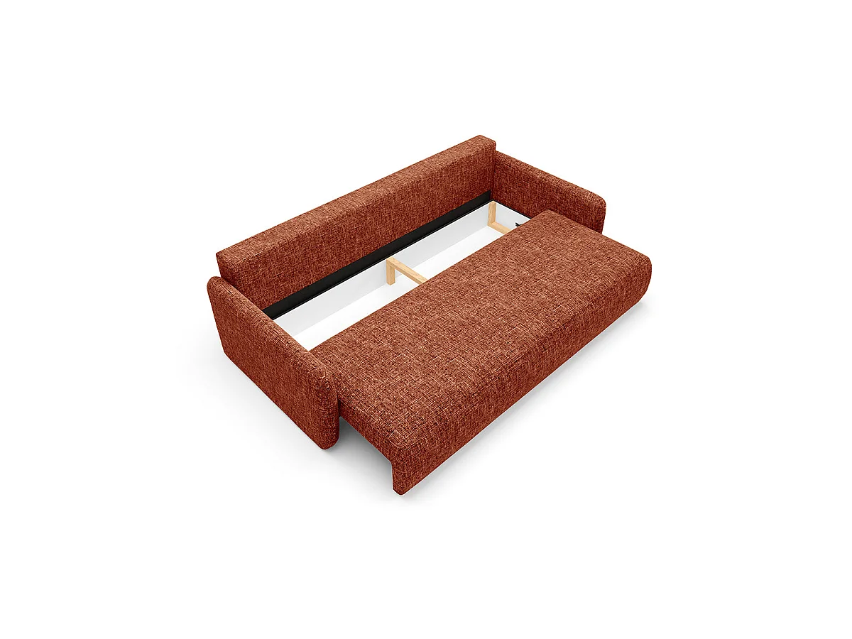 Canapé convertible 3 places avec coffre Lazare Terracotta