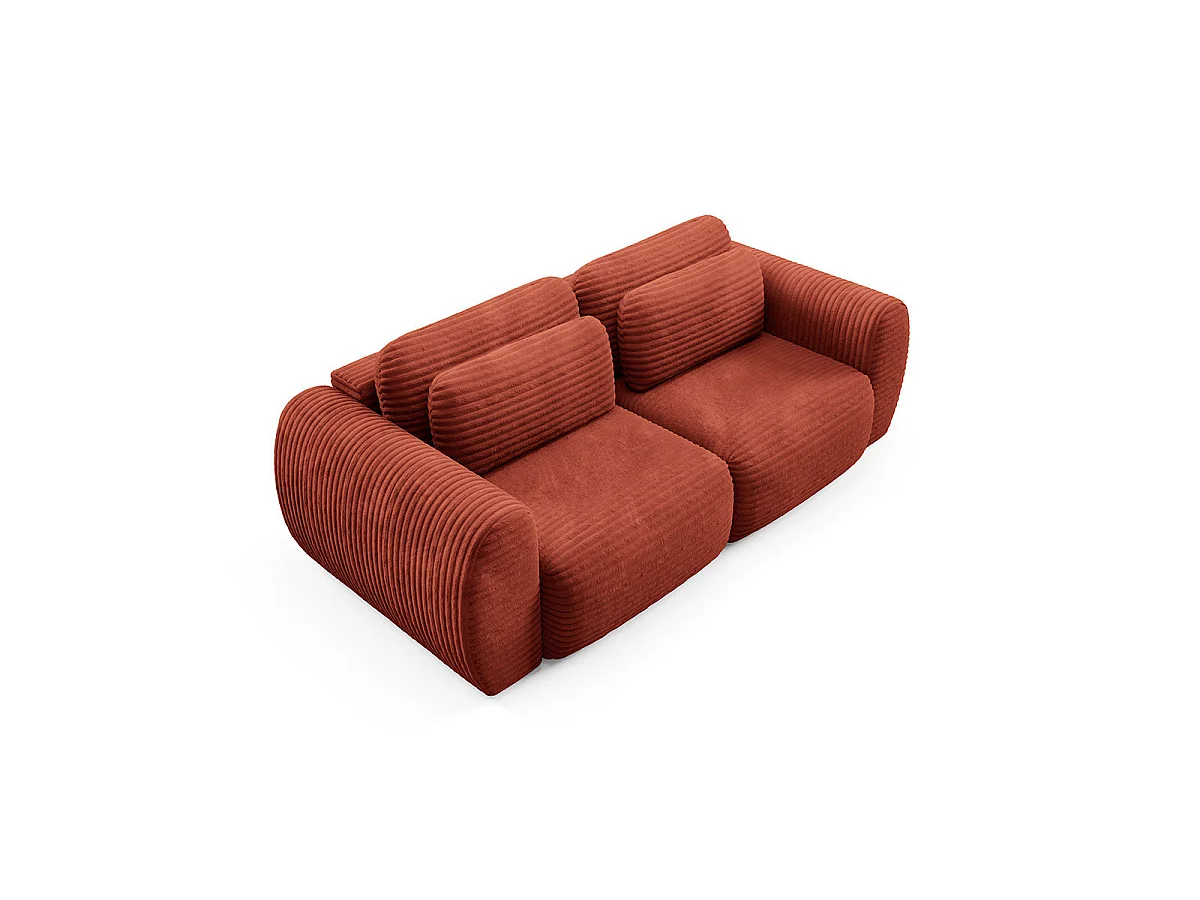 Canapé convertible 3 places avec coffre Camilla Terracotta