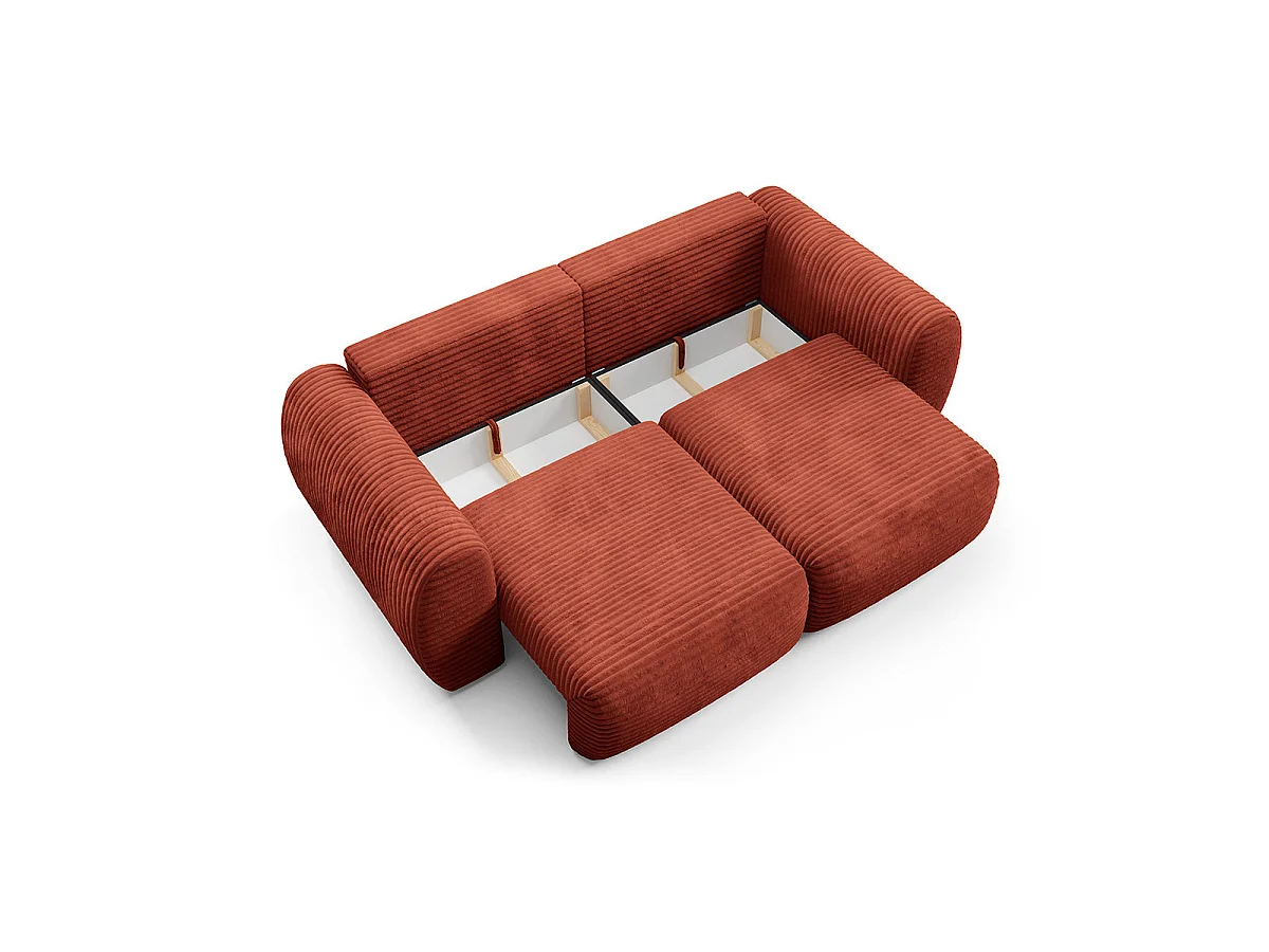 Canapé convertible 3 places avec coffre Camilla Terracotta