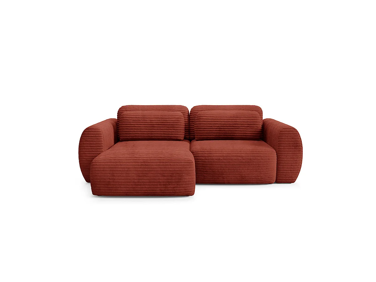 Canapé d'angle réversible et convertible 3 places avec coffre Camilla Terracotta