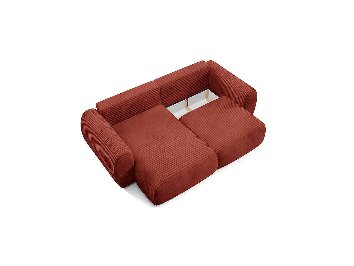Canapé d'angle réversible et convertible 3 places avec coffre Camilla Terracotta