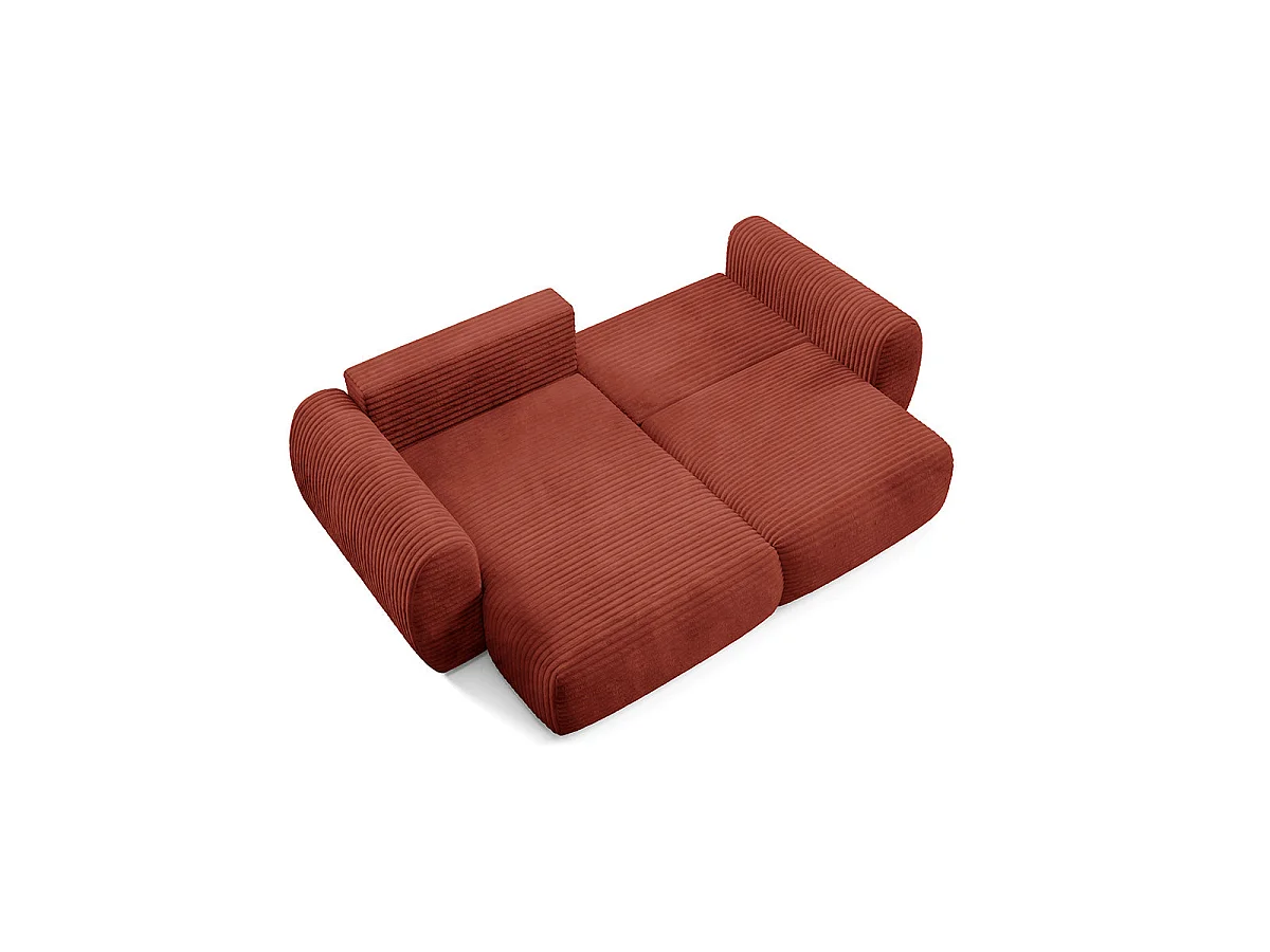 Canapé d'angle réversible et convertible 3 places avec coffre Camilla Terracotta