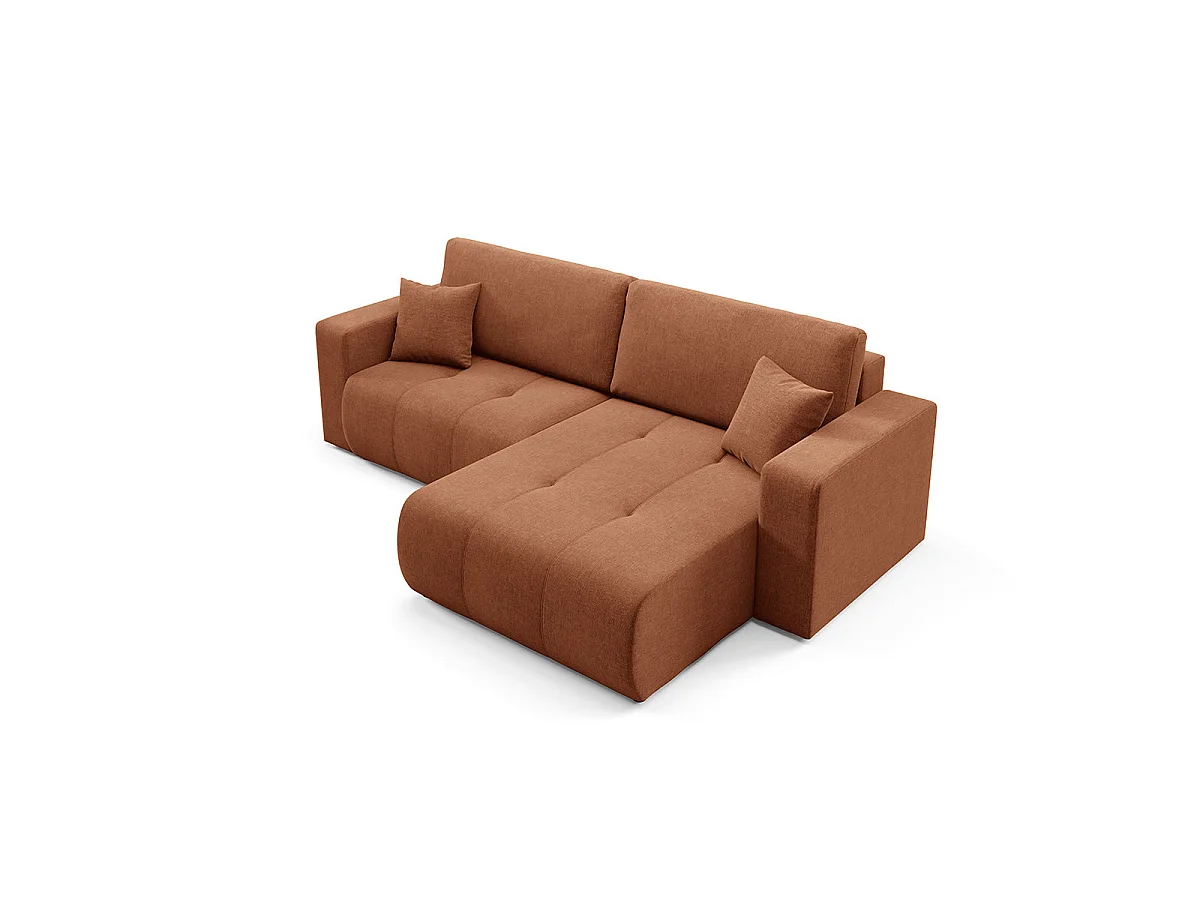 Canapé d'angle réversible convertible 3 places avec coffre Giulia Terracotta