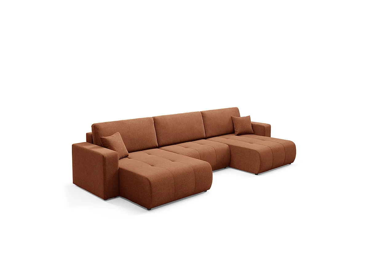 Canapé en U 5 places convertible avec coffre Giulia Terracotta