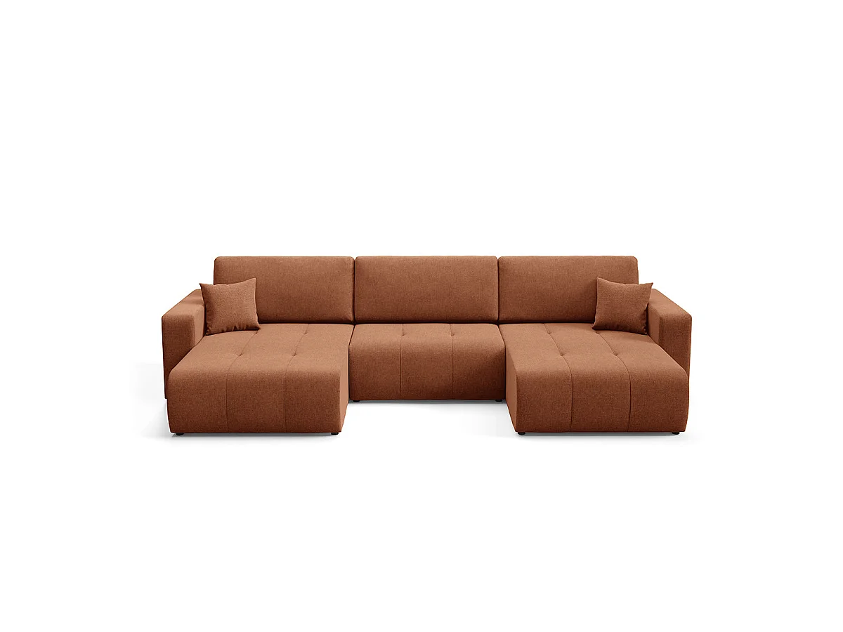 Canapé en U 5 places convertible avec coffre Giulia Terracotta