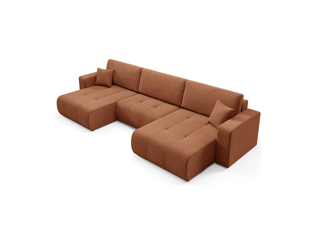 Canapé en U 5 places convertible avec coffre Giulia Terracotta