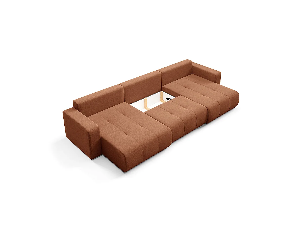 Canapé en U 5 places convertible avec coffre Giulia Terracotta