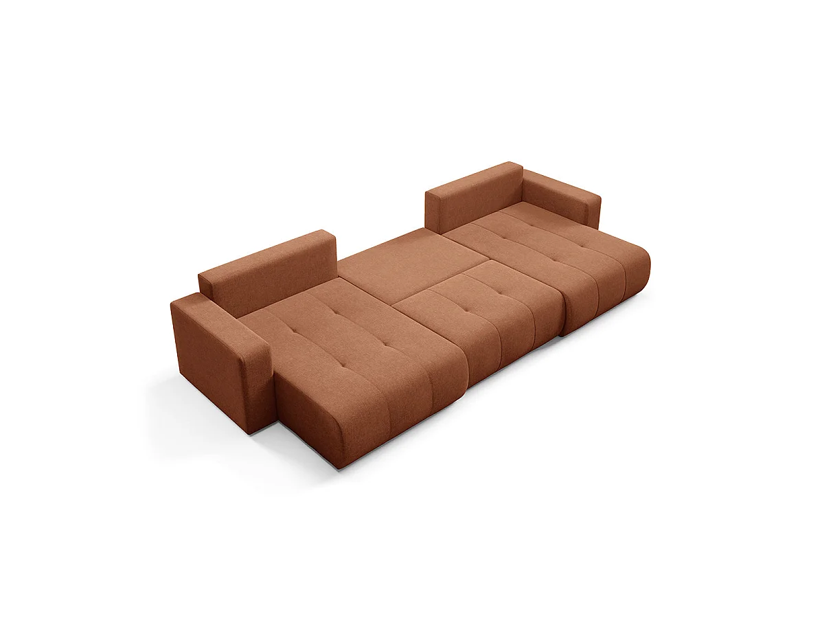Canapé en U 5 places convertible avec coffre Giulia Terracotta