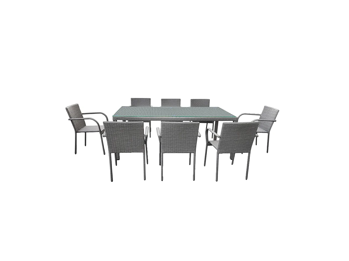 Conjunto de mesa e cadeiras de jardim de 8 lugares Rio Grey