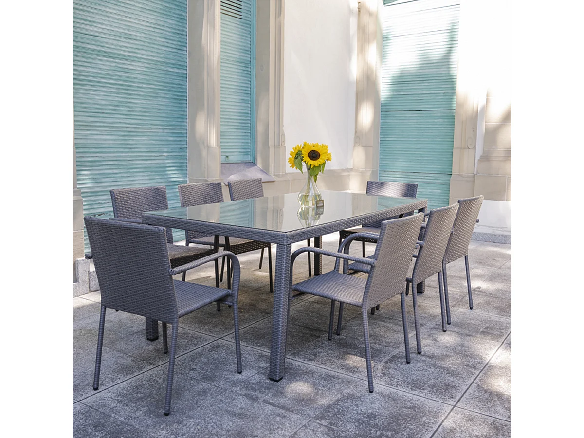 Conjunto de mesa e cadeiras de jardim de 8 lugares Rio Grey