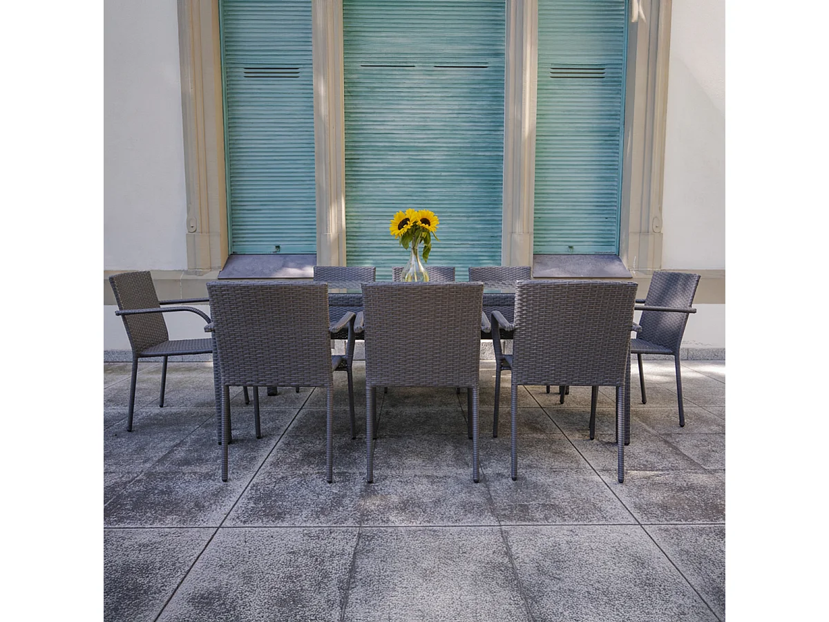 Conjunto de mesa e cadeiras de jardim de 8 lugares Rio Grey