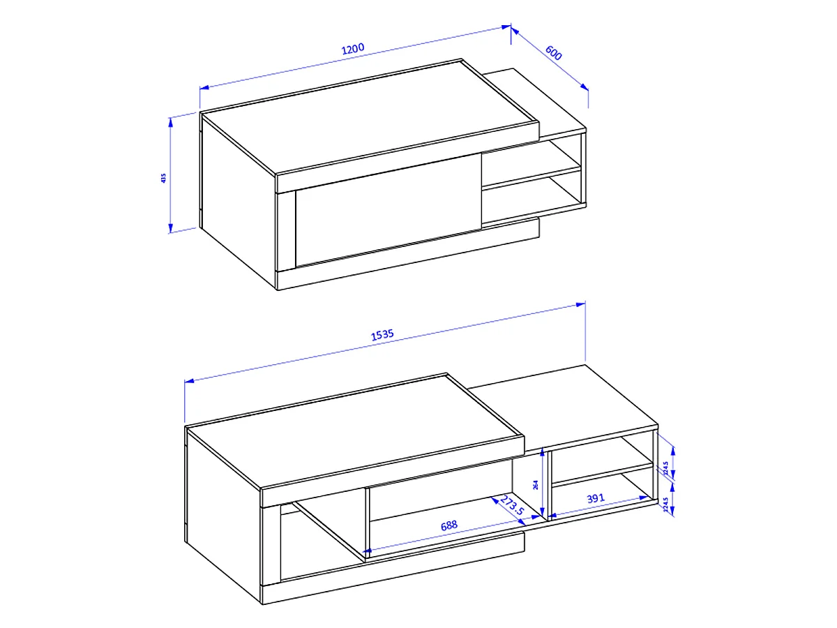 Azior White and Wood 1-door coffee table