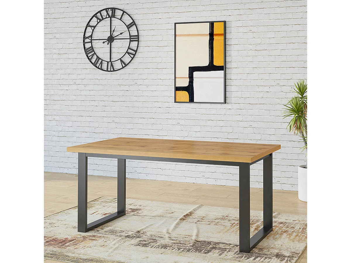 Table à manger extensible 6 à 8 places Eden Bois et Metal