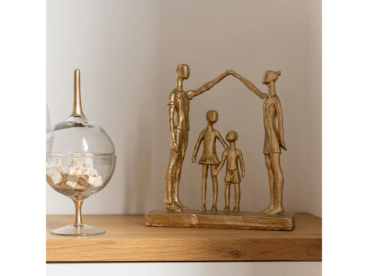 Statuette Famille Jouant "Brady" 29cm Or