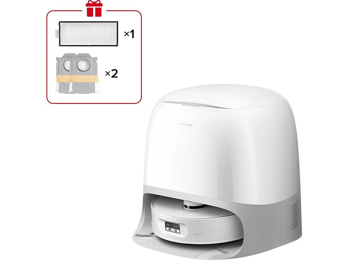 ROBOROCK Qrevo Curv 2 FlowX - Aspirateur laveur robot HyperForce 20 000 Pa, Dock multifonction