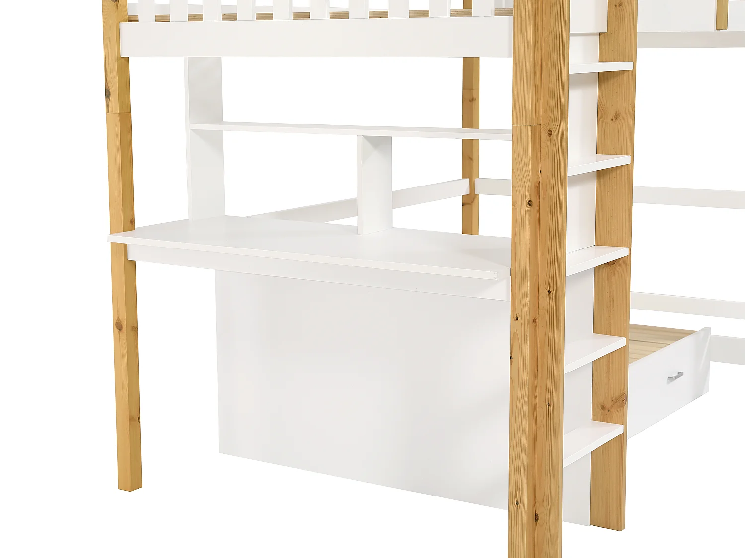 Lit mezzanine 120 x 190 cm avec sofa convertible - Pin et MDF – Blanc et naturel - ORPELIA
