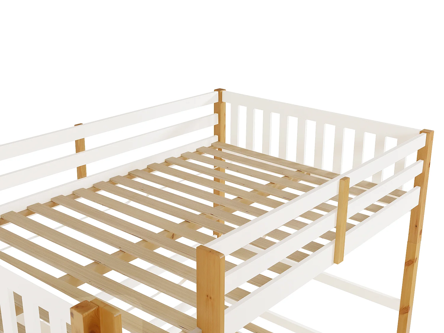 Lit mezzanine 120 x 190 cm avec sofa convertible - Pin et MDF – Blanc et naturel - ORPELIA