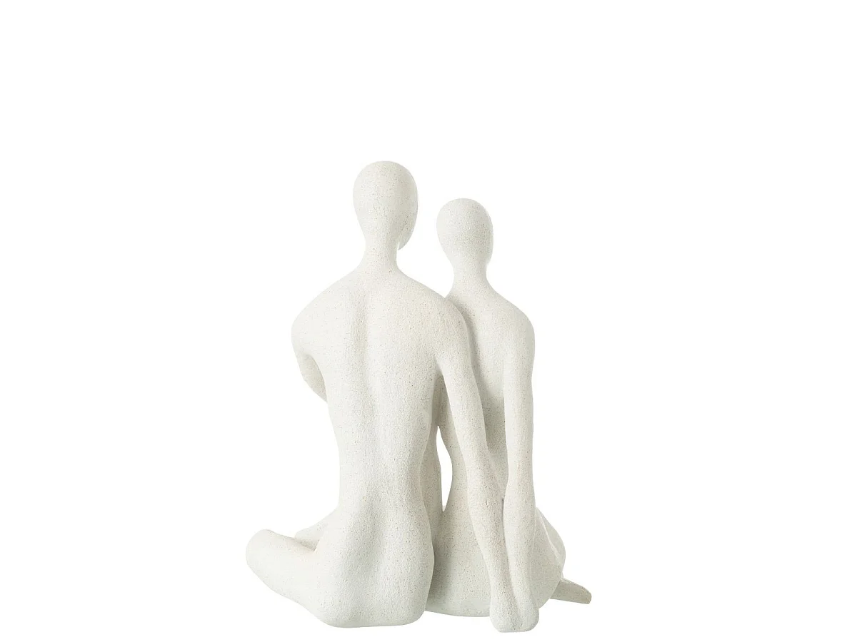 Statuette Couple Assis "Moderne" 35cm Blanc