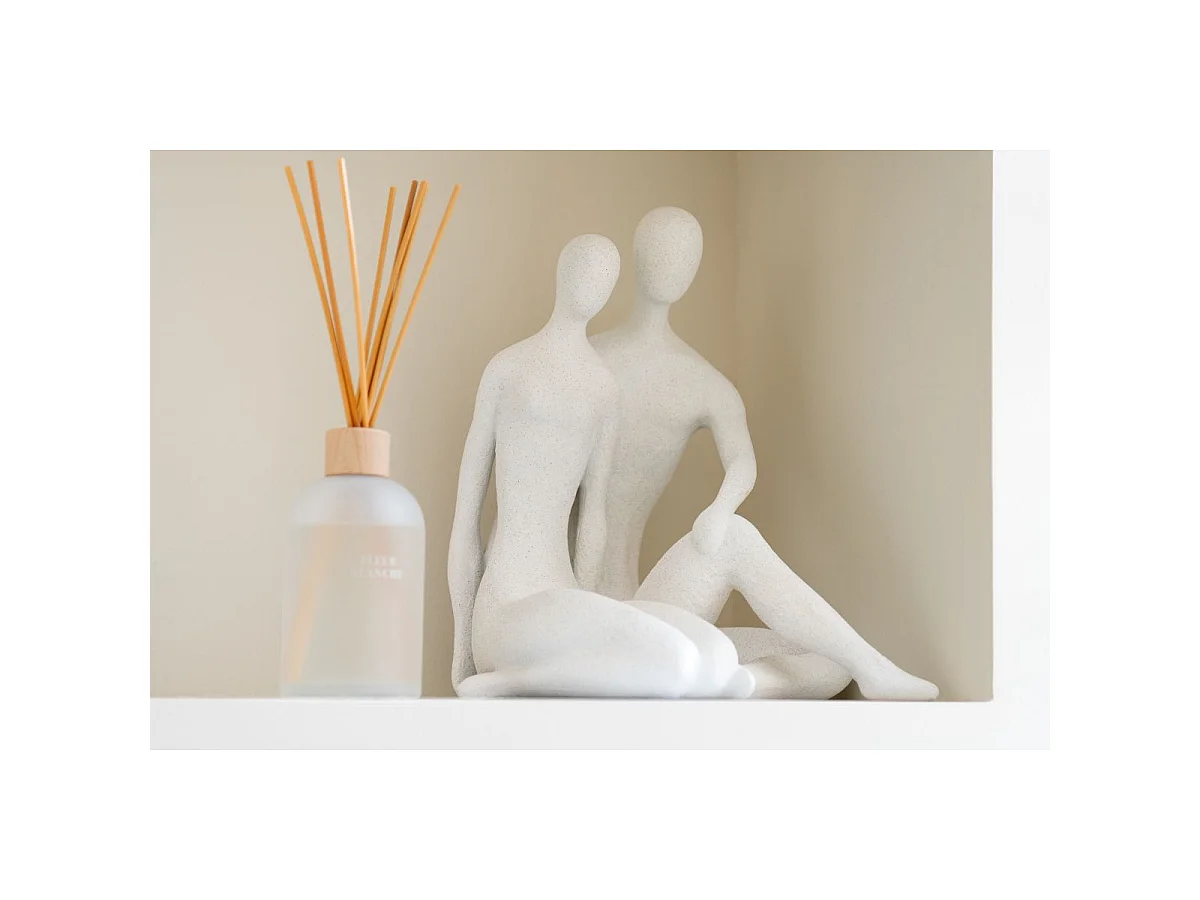 Statuette Couple Assis "Moderne" 35cm Blanc