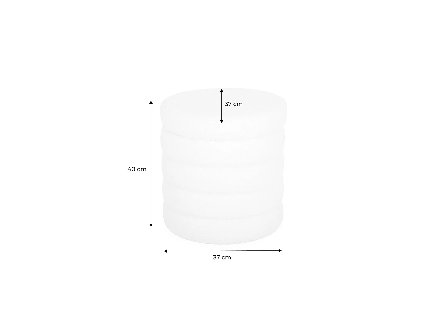 Tabouret en bouclettes blanches avec coffre de rangement intégré
