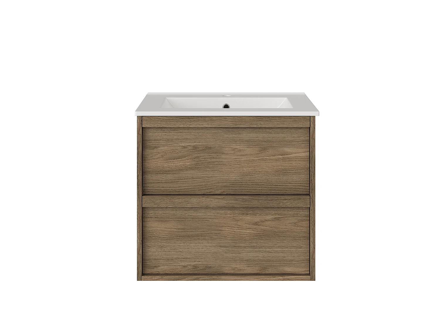 Meuble de salle de bain suspendu avec vasque à encastrer - Naturel foncé - 60 cm - UBRILA