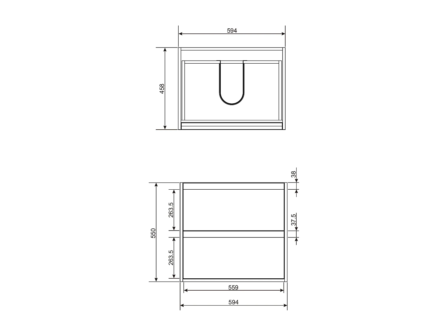 Meuble de salle de bain suspendu avec vasque à encastrer et colonne - Naturel foncé - 60 cm - UBRILA