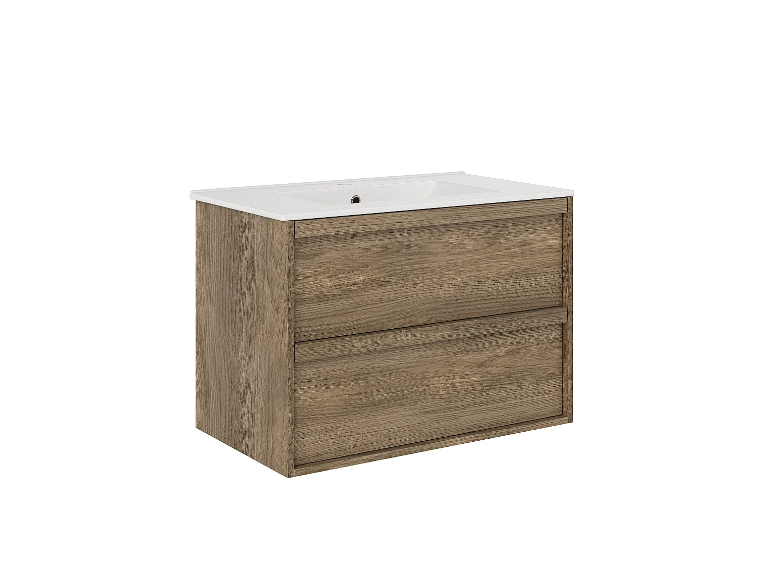 Meuble de salle de bain suspendu avec vasque à encastrer - Naturel foncé - 80 cm - UBRILA