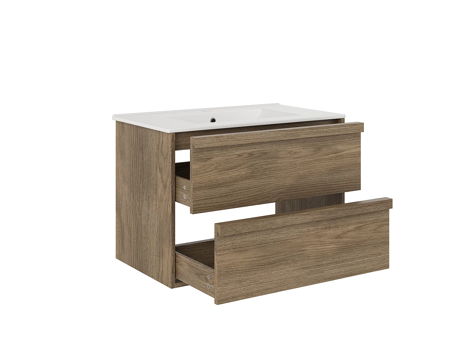 Meuble de salle de bain suspendu avec vasque à encastrer - Naturel foncé - 80 cm - UBRILA