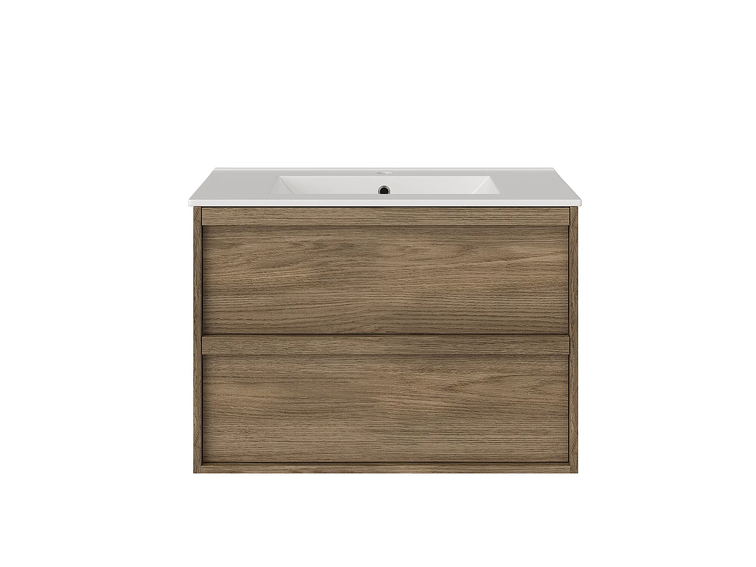Meuble de salle de bain suspendu avec vasque à encastrer - Naturel foncé - 80 cm - UBRILA