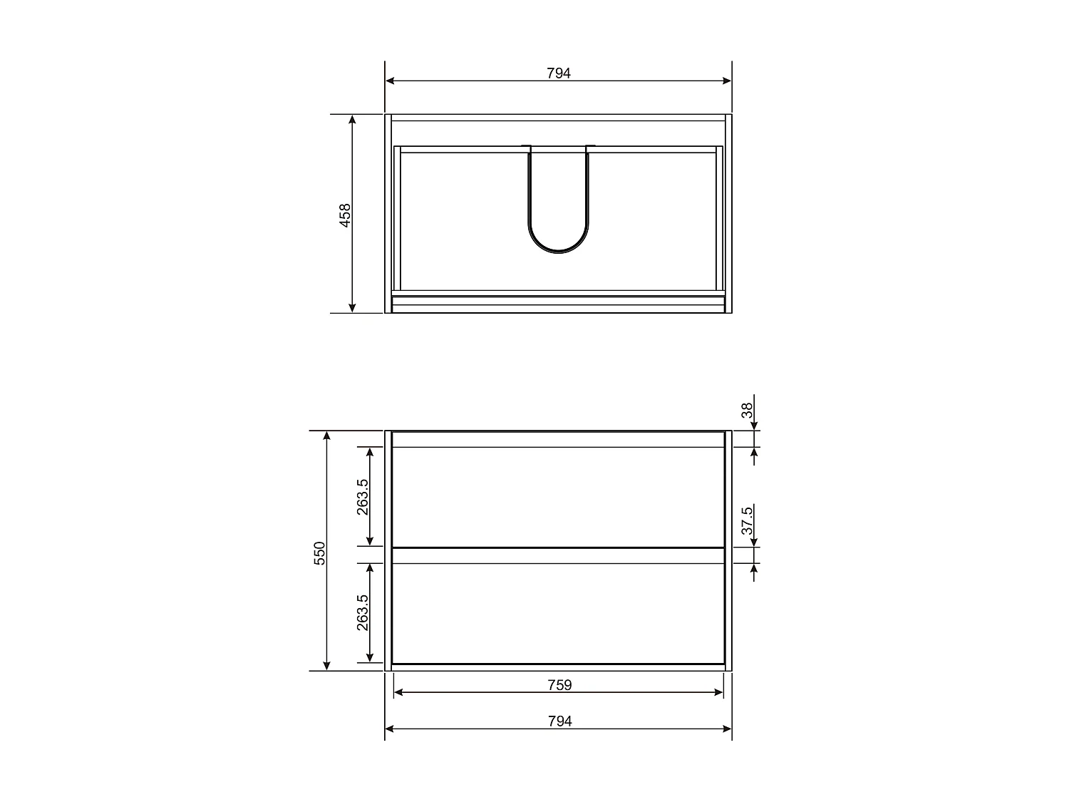 Meuble de salle de bain suspendu avec vasque à encastrer et colonne - Naturel foncé - 80 cm - UBRILA