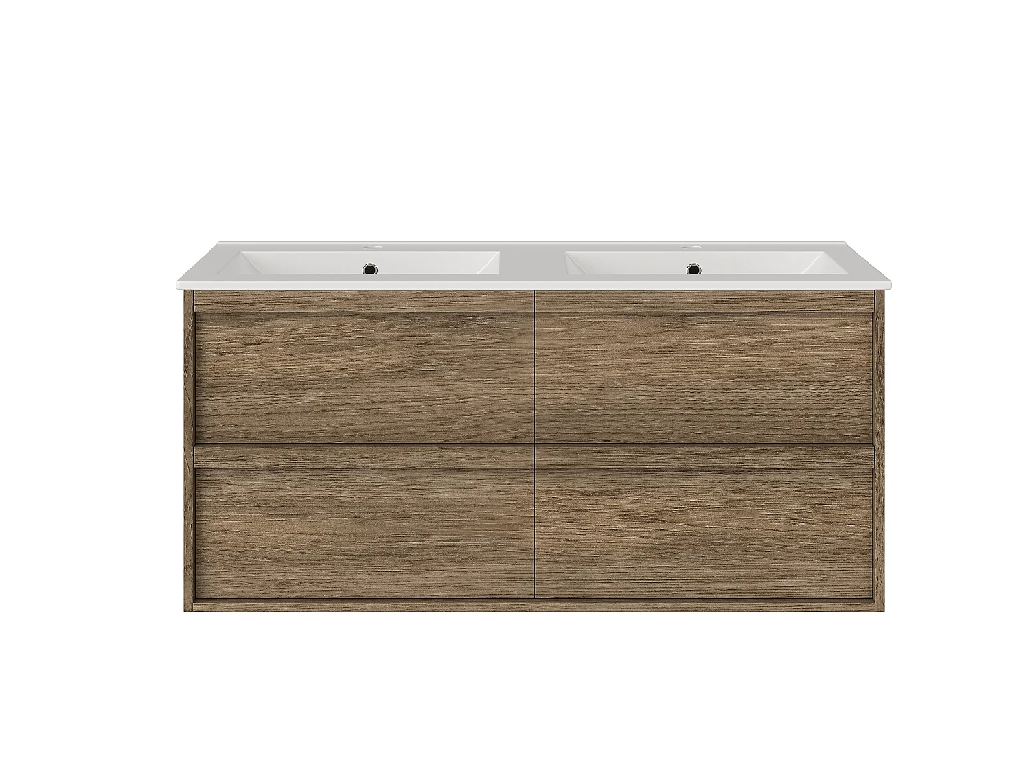 Meuble de salle de bain suspendu avec vasque à encastrer - Naturel foncé - 120 cm - UBRILA