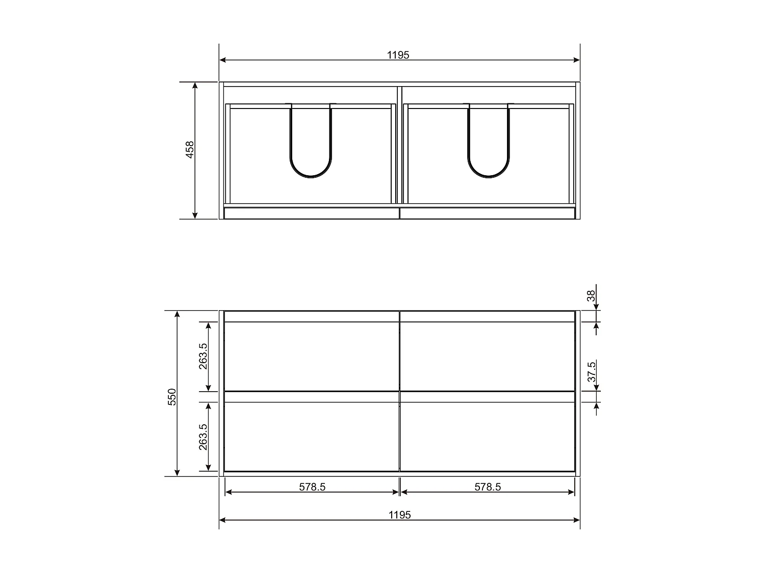 Meuble de salle de bain suspendu avec vasque à encastrer - Naturel foncé - 120 cm - UBRILA