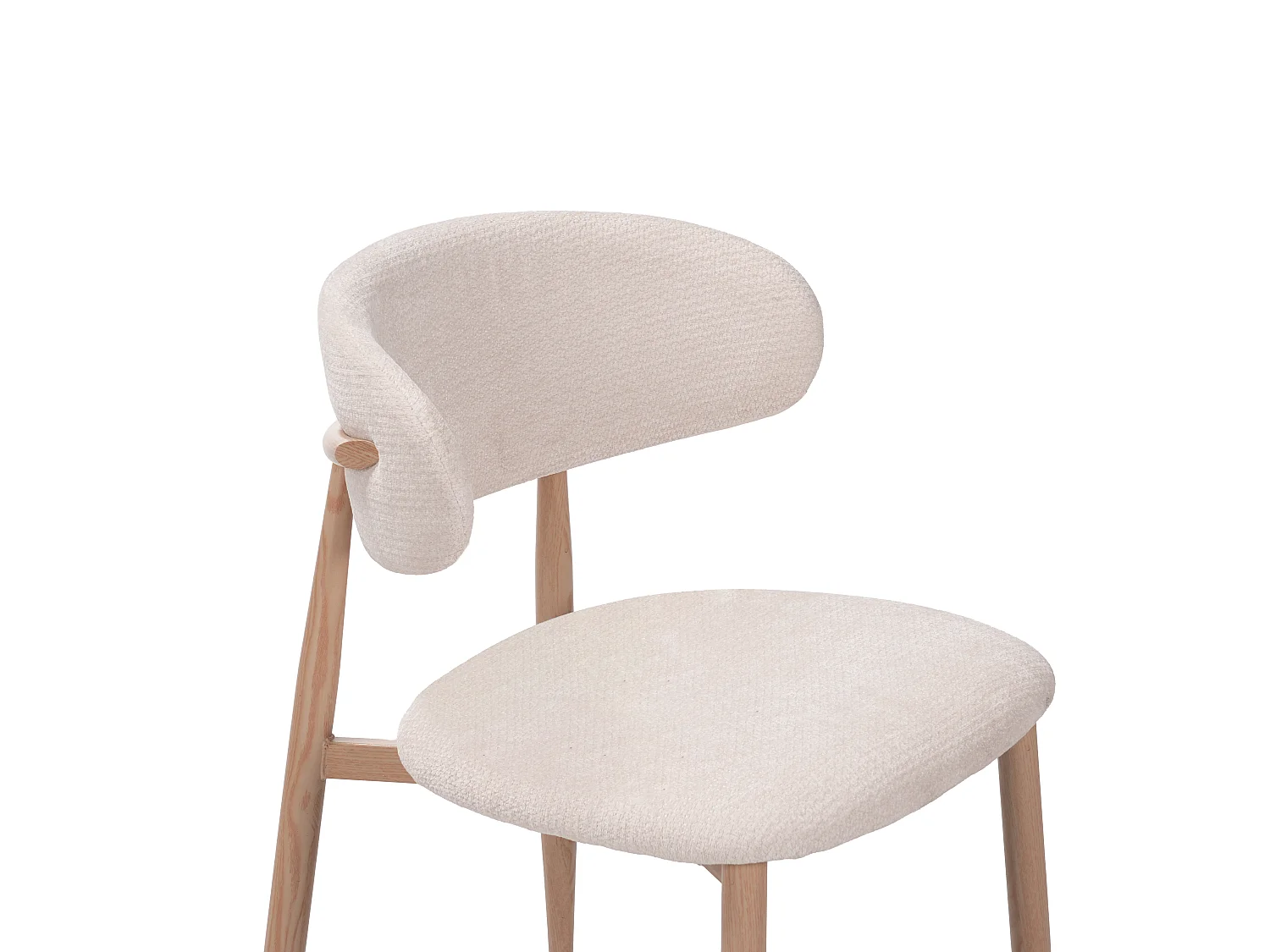Set van 4 eetkamerstoelen stof beige - Poten licht eikenhout-effect - LEA