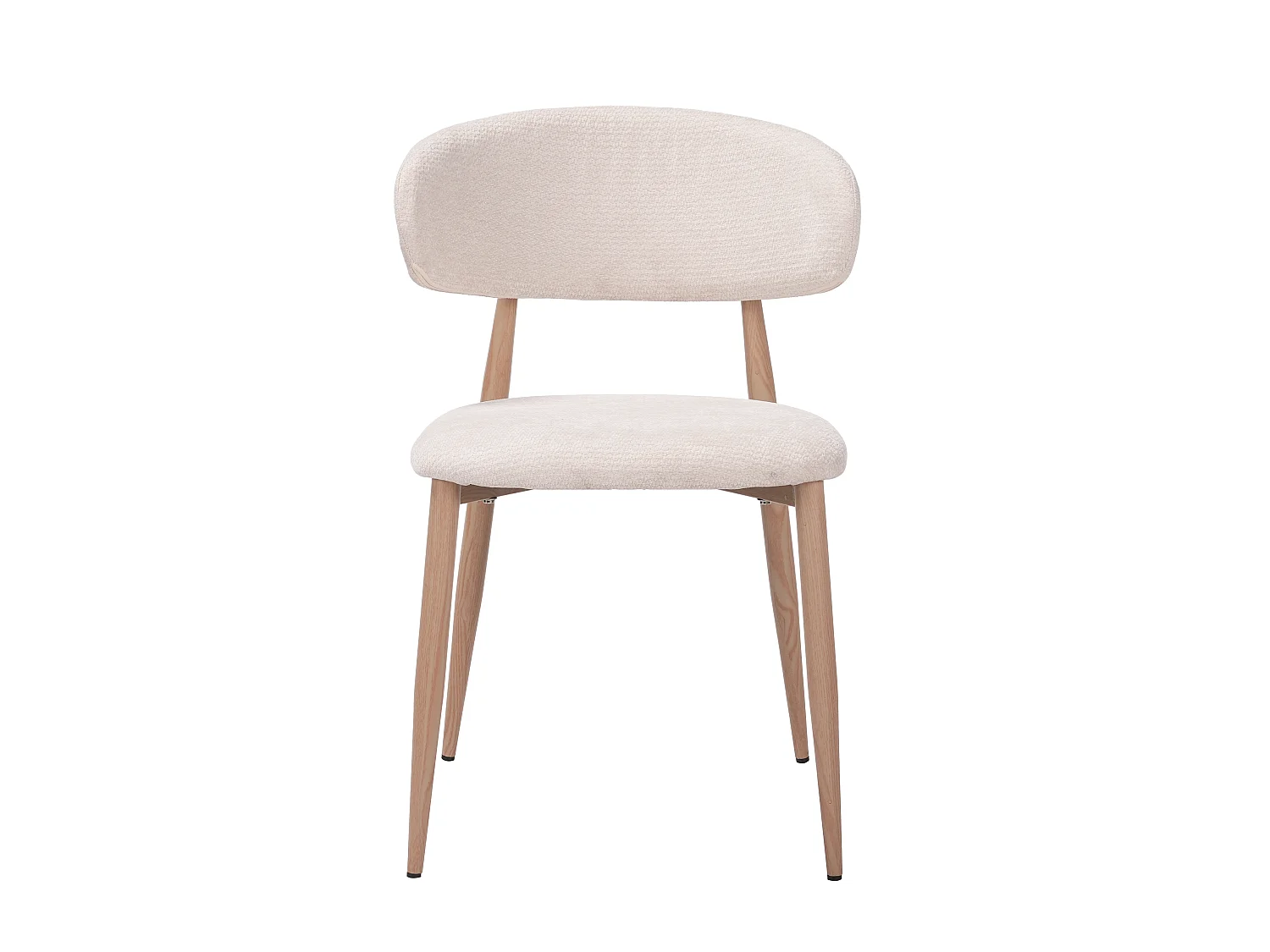 Set van 4 eetkamerstoelen stof beige - Poten licht eikenhout-effect - LEA