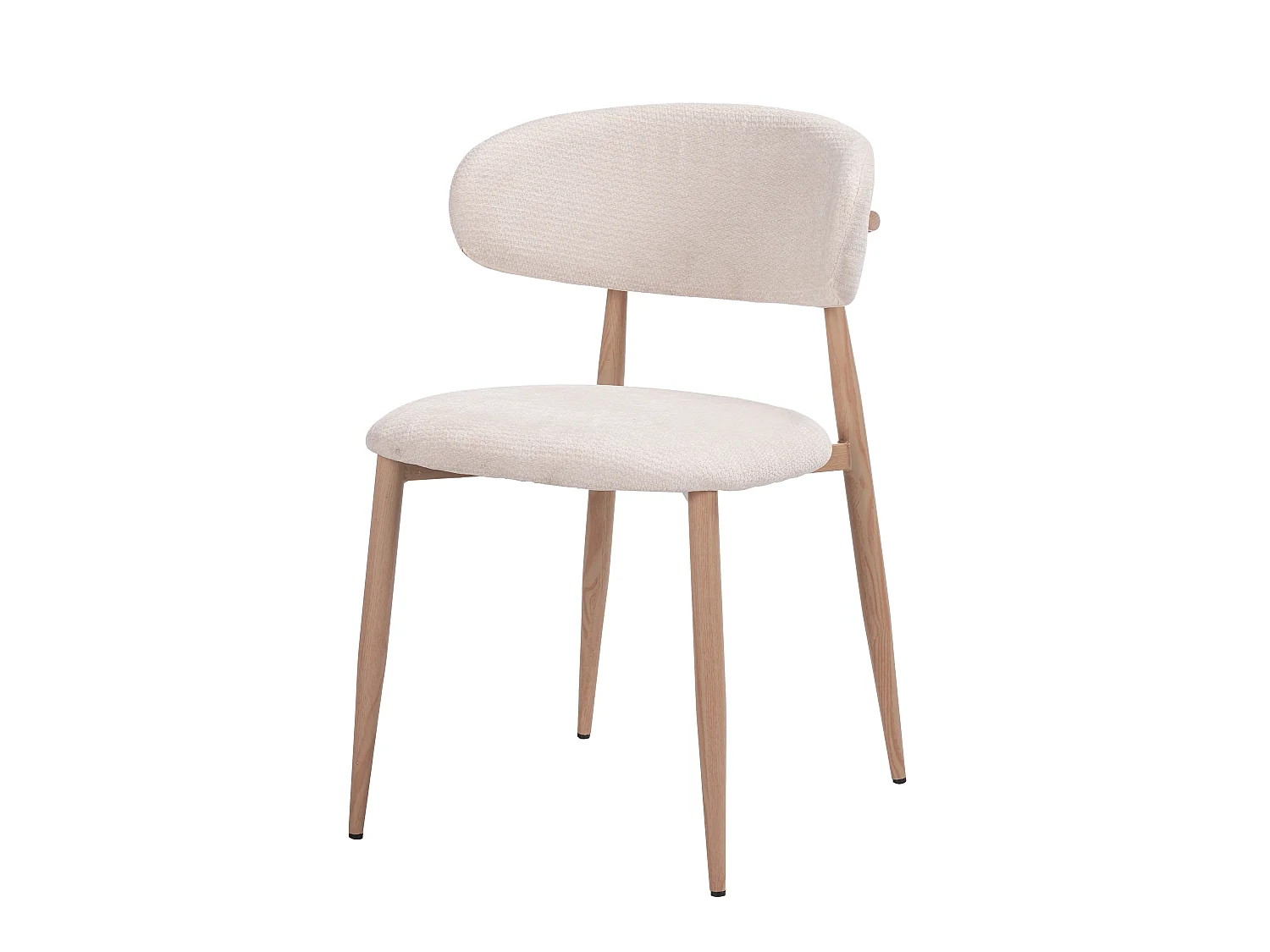 Set van 4 eetkamerstoelen stof beige - Poten licht eikenhout-effect - LEA