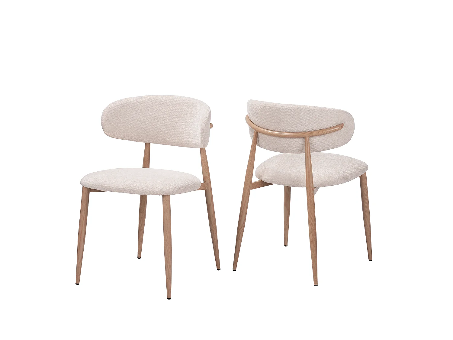 Set van 4 eetkamerstoelen stof beige - Poten licht eikenhout-effect - LEA