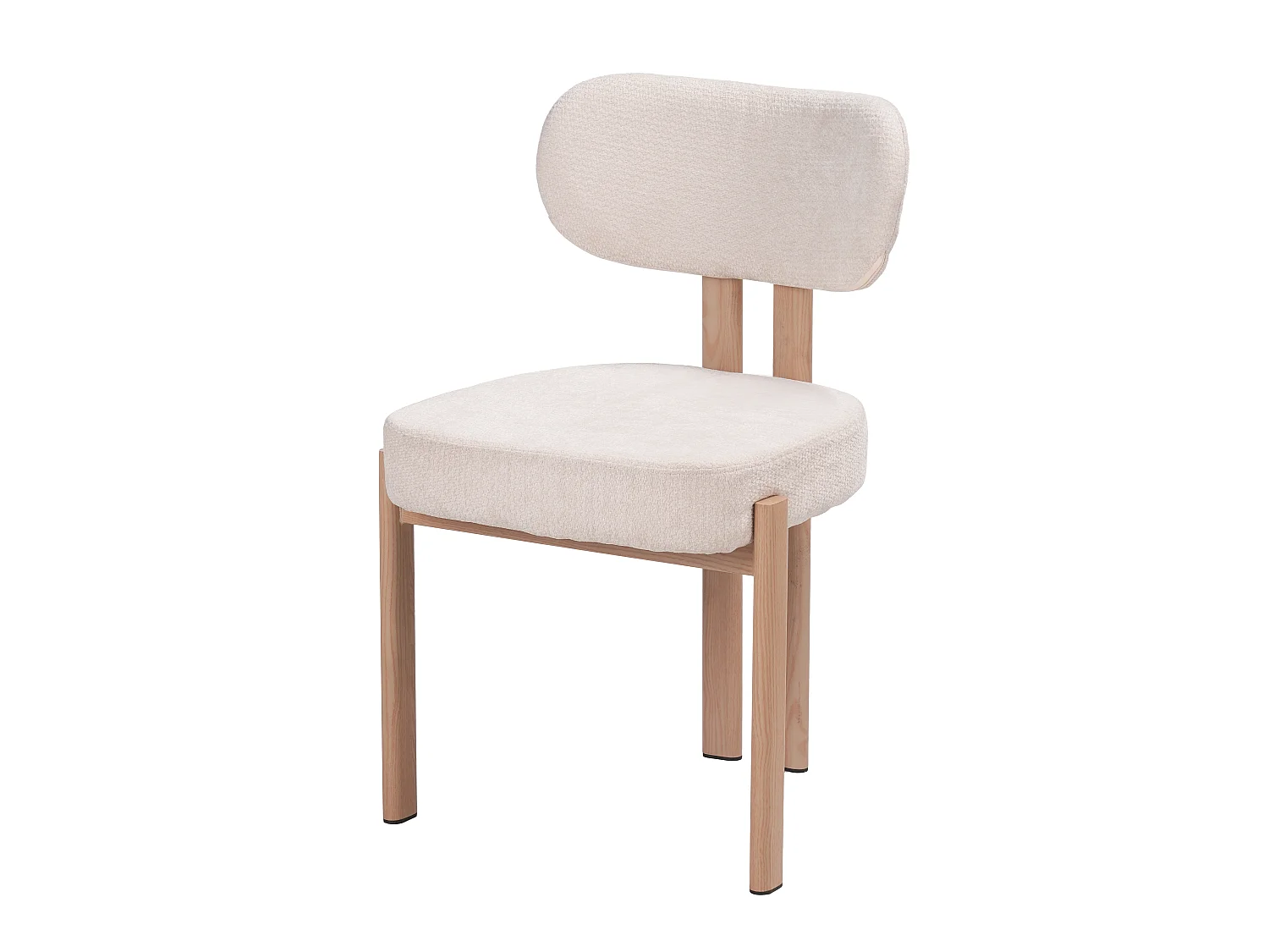 Lot de 4 chaises salle à manger - Tissu beige - Pieds effet bois chêne naturel clair - NOA