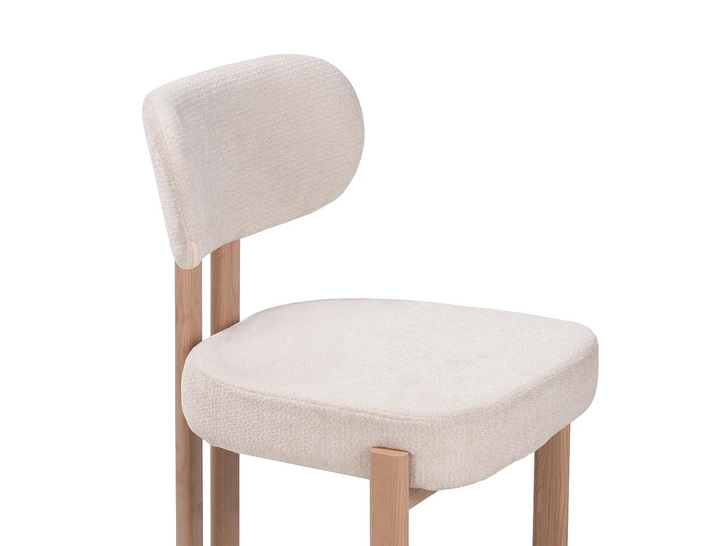 Lot de 4 chaises salle à manger - Tissu beige - Pieds effet bois chêne naturel clair - NOA