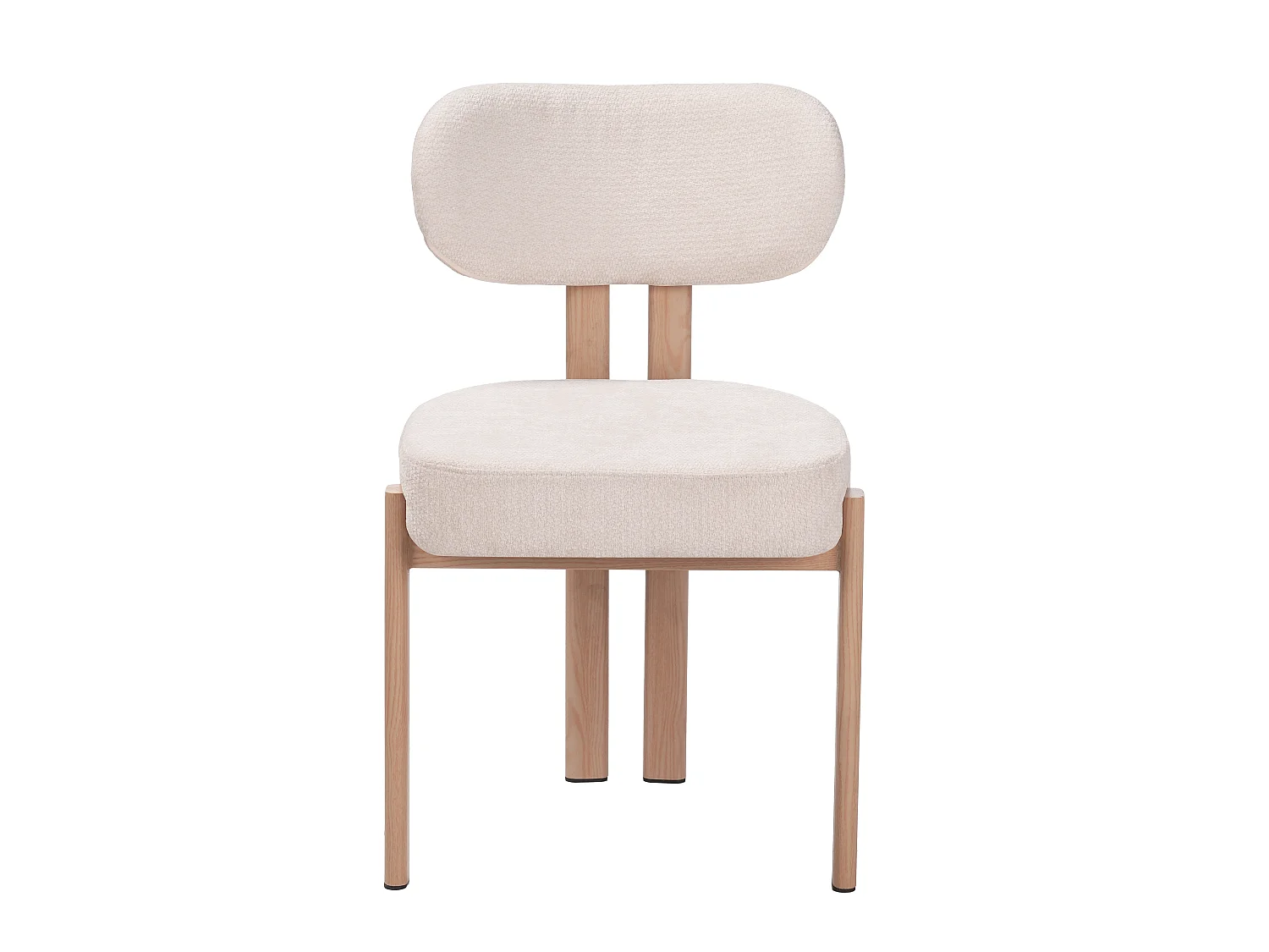 Lot de 4 chaises salle à manger - Tissu beige - Pieds effet bois chêne naturel clair - NOA