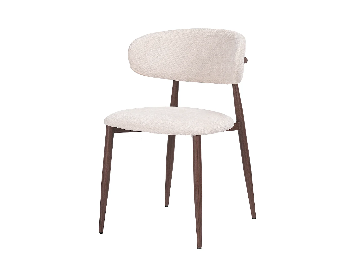 Lot de 4 chaises salle à manger - Tissu beige - Pieds effet bois noyer foncé - LEA