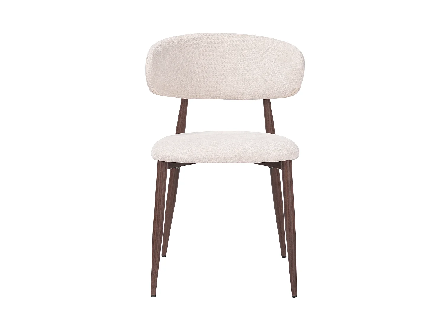 Lot de 4 chaises salle à manger - Tissu beige - Pieds effet bois noyer foncé - LEA