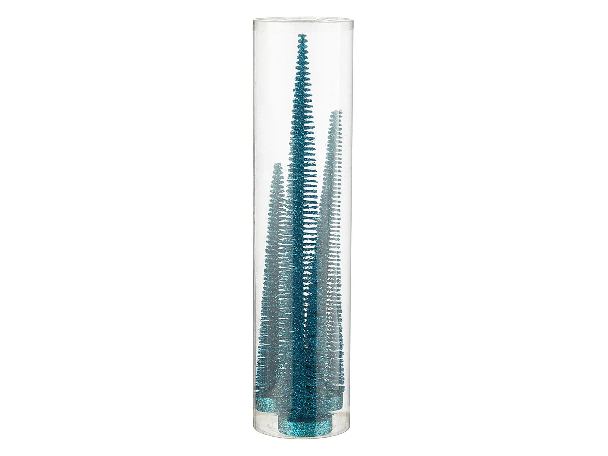 Lot de 3 Sapins de Noël Déco "Paillettes" 40cm Bleu