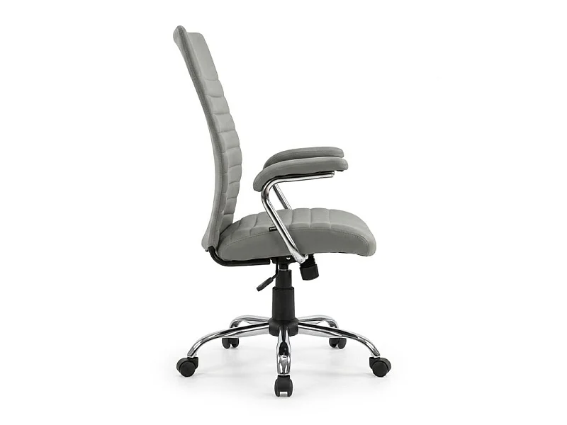 Fauteuil de bureau pivotant simili gris clair détails chromés – MORGANE