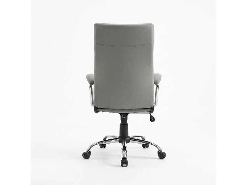 Fauteuil de bureau pivotant simili gris clair détails chromés – MORGANE