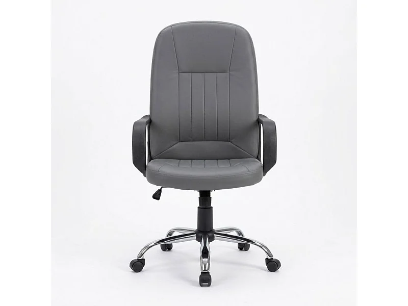 Fauteuil de bureau pivotant en simili gris et pieds chromés – WILLA