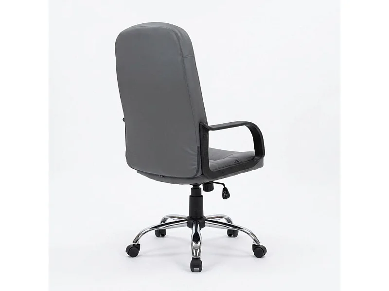 Fauteuil de bureau pivotant en simili gris et pieds chromés – WILLA