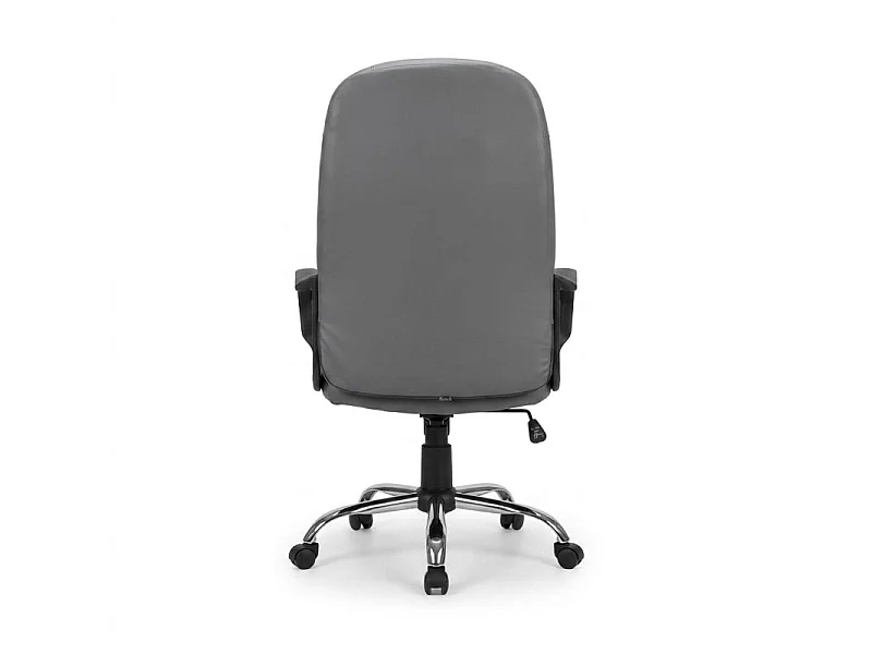 Fauteuil de bureau pivotant en simili gris et pieds chromés – WILLA