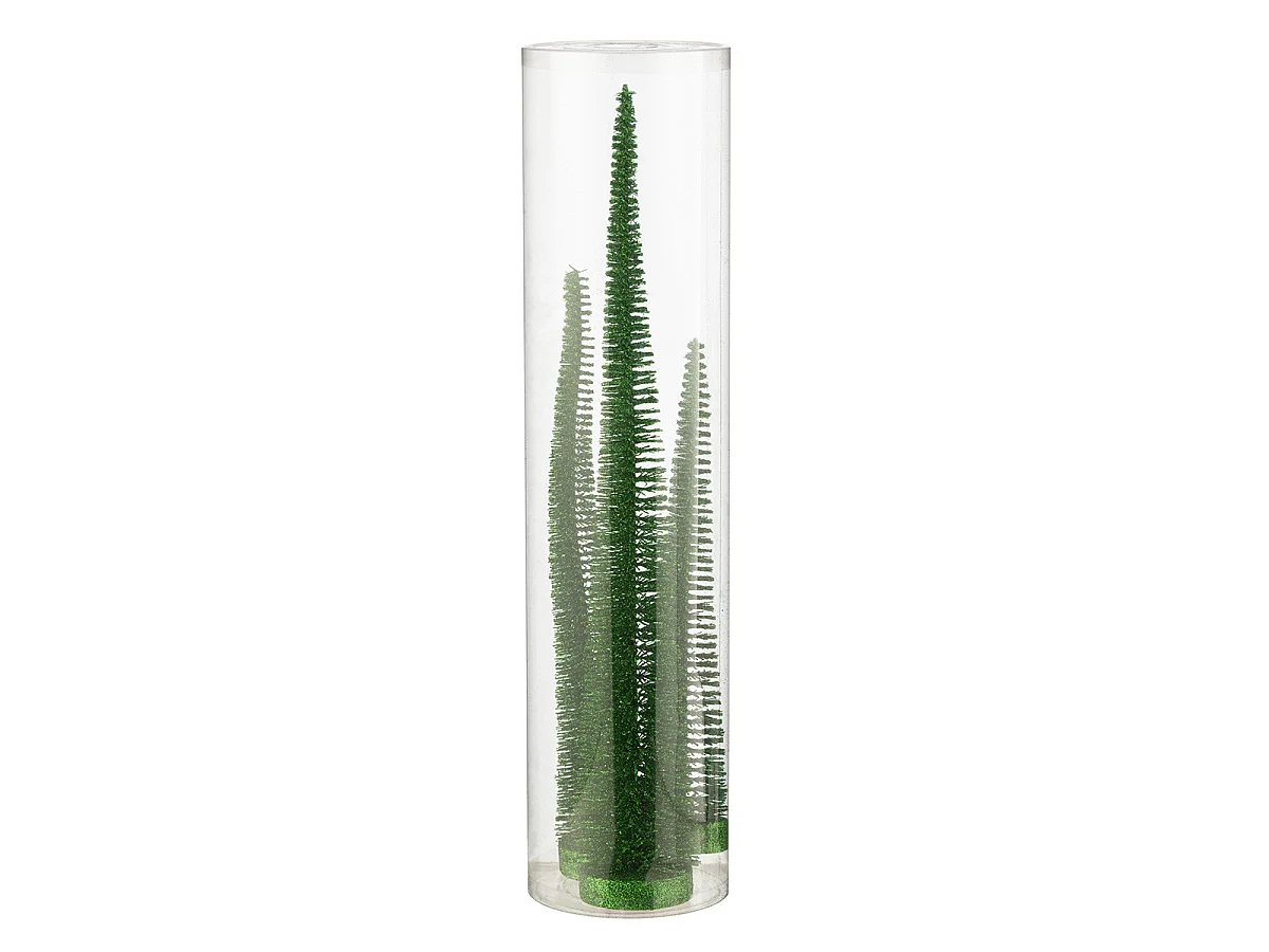 Lot de 3 Sapins de Noël Déco "Paillettes" 40cm Vert